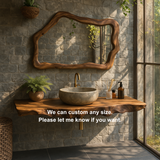 Handcrafted Solid Wood Floating Vanity with Natural Wave Edge for Organic Modern Bathrooms