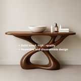 Handcrafted Solid Wood Sculptural Vanity with Organic Flowing Design for Modern Spaces