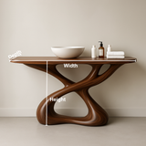Handcrafted Solid Wood Sculptural Vanity with Organic Flowing Design for Modern Spaces