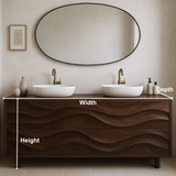 Handcrafted Solid Wood Bathroom Vanity – Organic Wave Front Double Sink Cabinet with Modern Brass Fixtures