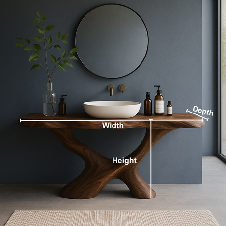 Handcrafted Solid Wood Bathroom Vanity – Sculptural Organic Flow Base with Modern Artistic Form