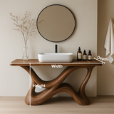 Handcrafted Solid Wood Bathroom Vanity – Organic Interwoven Flow Sculptural Base Design