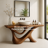 Handcrafted Solid Wood Bathroom Vanity – Sculptural Organic Y-Form Base with Natural Flow Design