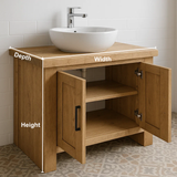 Modern Handcrafted Solid Wood Bathroom Vanity – Minimalist Cabinet Base with Double Doors