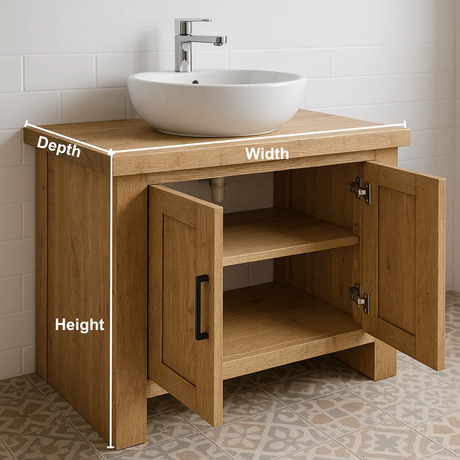 Modern Handcrafted Solid Wood Bathroom Vanity – Minimalist Cabinet Base with Double Doors