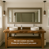 Handcrafted Solid Wood Double Vanity – Live Edge Bathroom Base with Drawers and Open Shelf