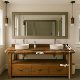 Handcrafted Solid Wood Double Vanity – Live Edge Bathroom Base with Drawers and Open Shelf