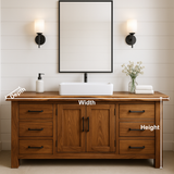 Handcrafted Solid Wood Bathroom Vanity – Rustic Base with Six Drawers and Center Cabinet
