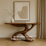 Handcrafted Solid Wood Sculptural Console Table – Organic Flow Design Art Furniture for Modern Interiors
