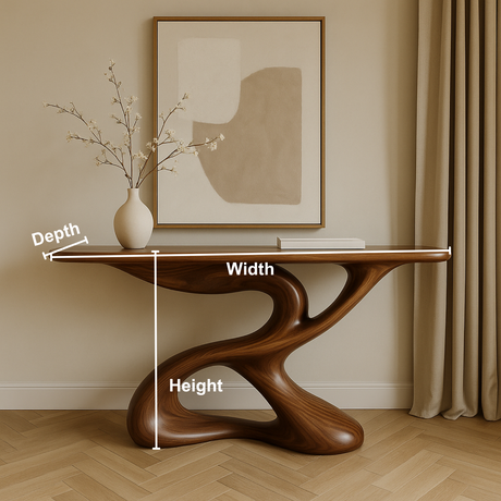 Handcrafted Solid Wood Sculptural Console Table – Organic Flow Design Art Furniture for Modern Interiors