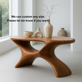 Handcrafted Solid Wood Sculptural Console Table – Organic Flowform Art Design