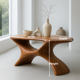 Handcrafted Solid Wood Sculptural Console Table – Organic Flowform Art Design