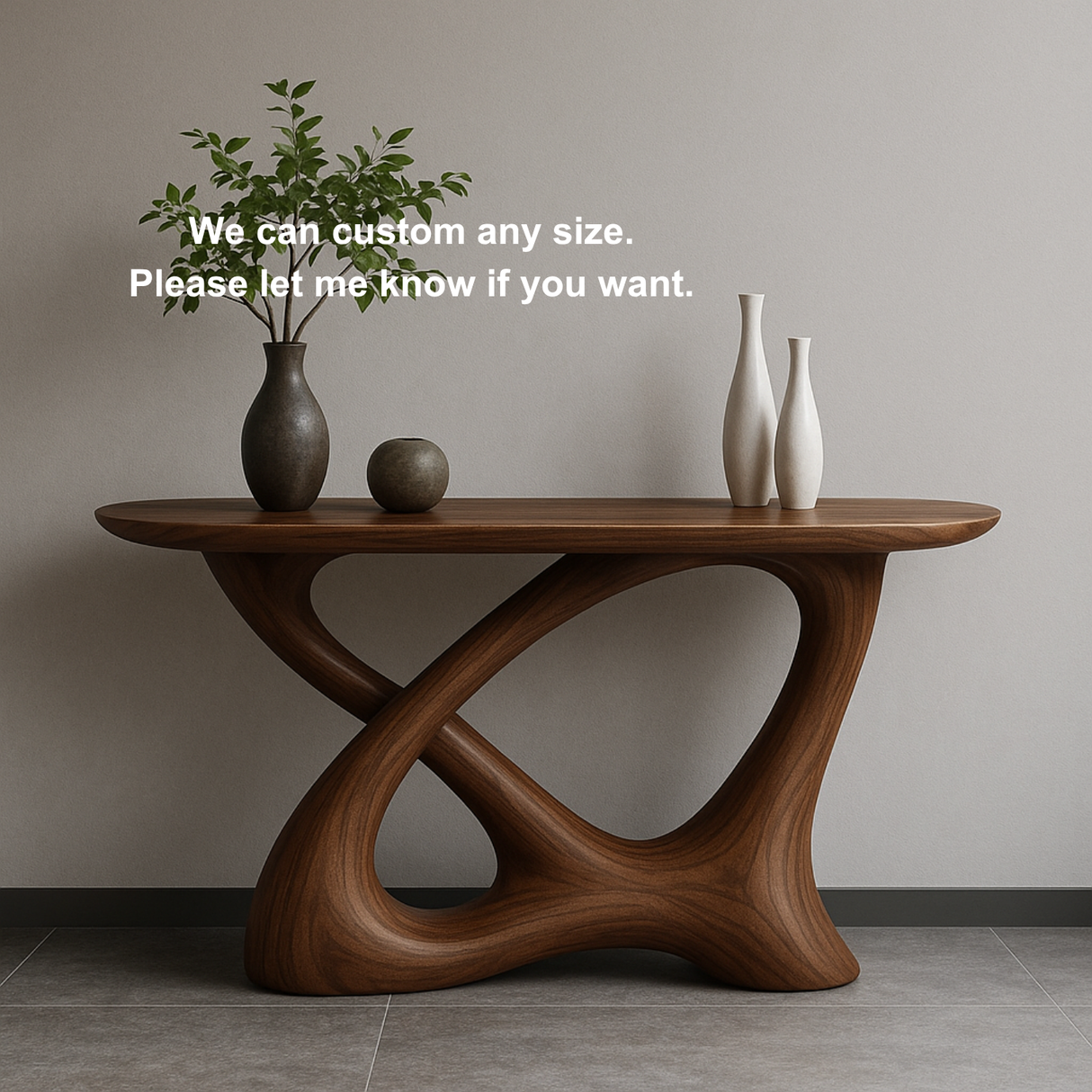 Handcrafted Solid Wood Sculptural Console Table – Twisted Flowform Organic Design for Modern Interiors