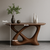 Handcrafted Solid Wood Sculptural Console Table – Twisted Flowform Organic Design for Modern Interiors