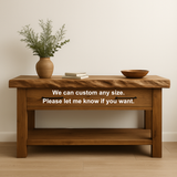 Handcrafted Solid Wood Console Table – Rustic Textured Edge Design with Natural Grain and Minimalist Form