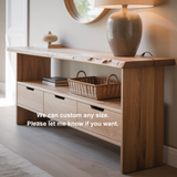Handcrafted Solid Wood Console Table – Minimalist Live Edge Design with Storage Drawers