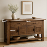 Handcrafted Solid Walnut Console Table – Modern Rustic Design with Storage Cabinets & Drawers