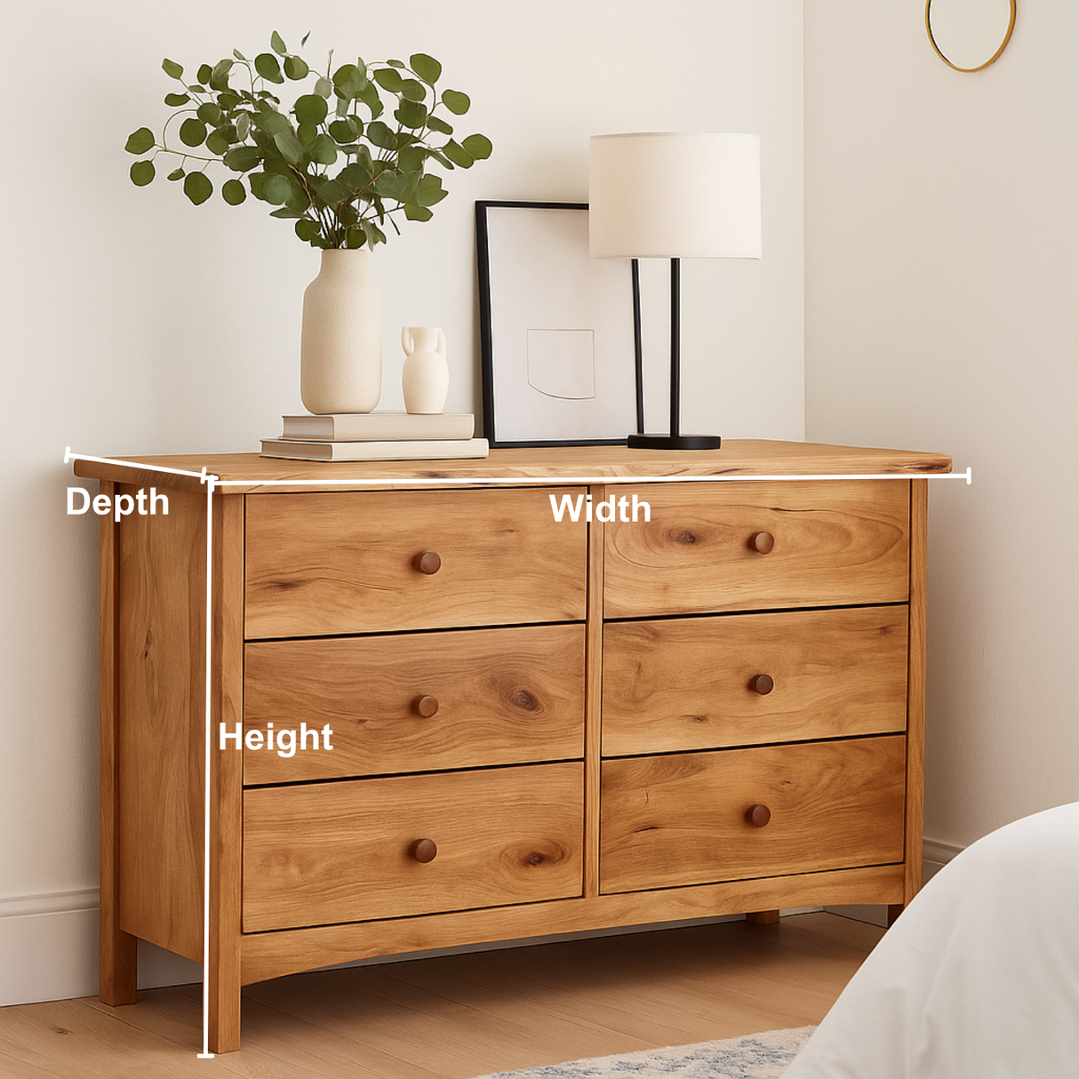 Handcrafted Solid Wood Dresser – Rustic Scandinavian 6 Drawer Chest for Bedroom Storage