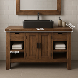 Handcrafted Solid Wood Bathroom Vanity – Modern Farmhouse Cabinet with Shelves and Storage Drawers