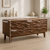 Handcrafted Solid Wood TV Stand – Sculptural Wave Front Credenza for Modern Organic Interiors