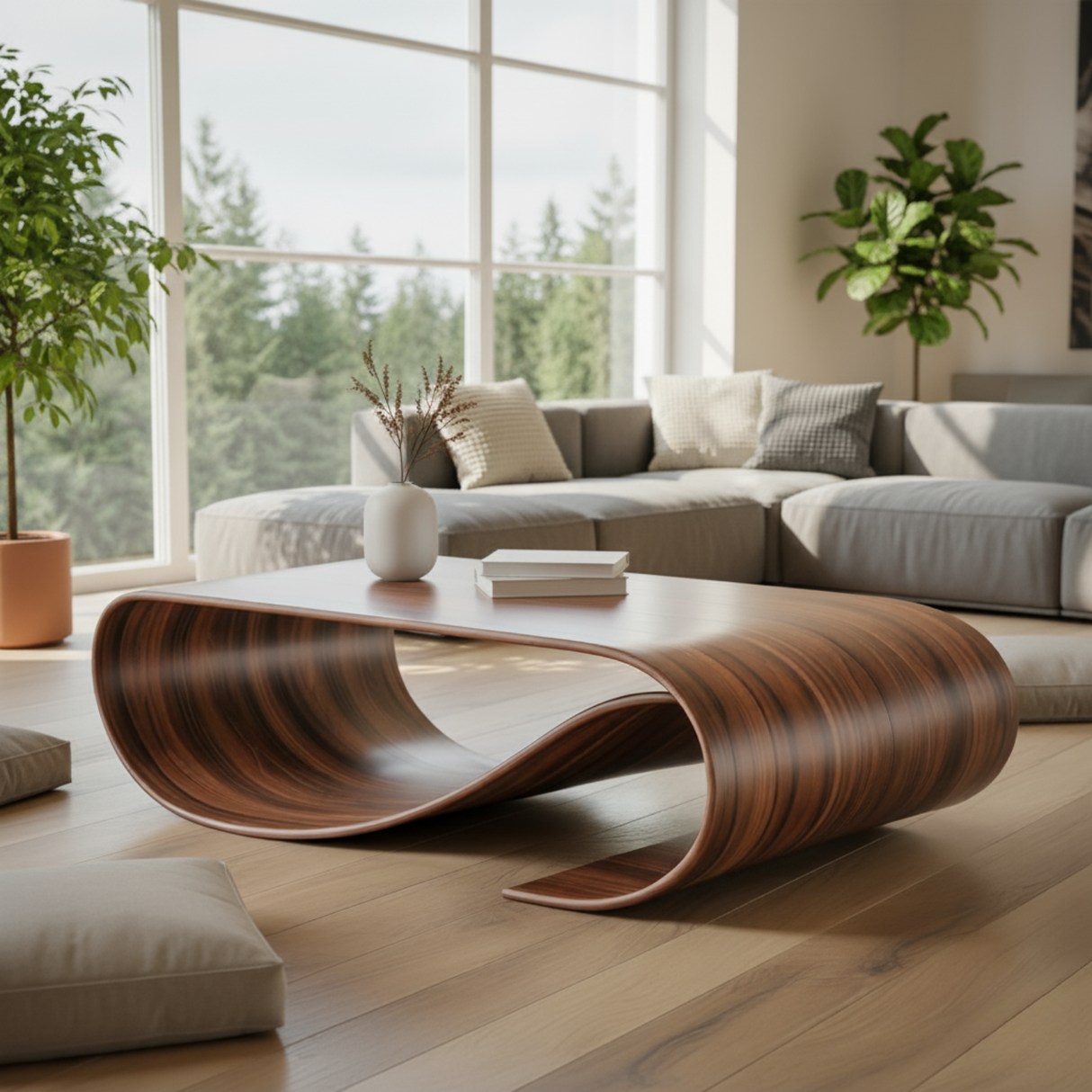 Handcrafted Sculptural Solid Wood Coffee Table – Wave Flow Organic Design for Modern Living Spaces