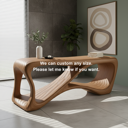 Handcrafted Sculptural Solid Wood Console Table – Contemporary Organic Flow Design for Modern Interiors