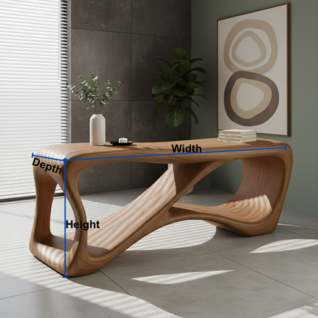 Handcrafted Sculptural Solid Wood Console Table – Contemporary Organic Flow Design for Modern Interiors