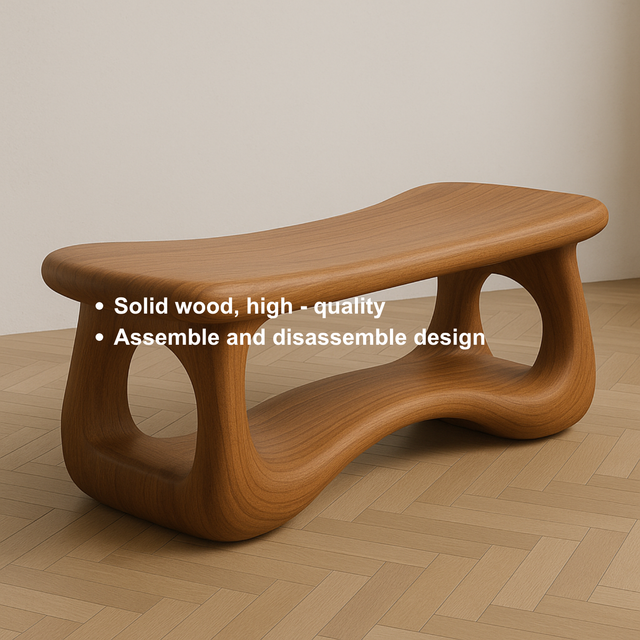 Handcrafted Sculptural Solid Wood Bench – Organic Flow Design for Modern Contemporary Spaces