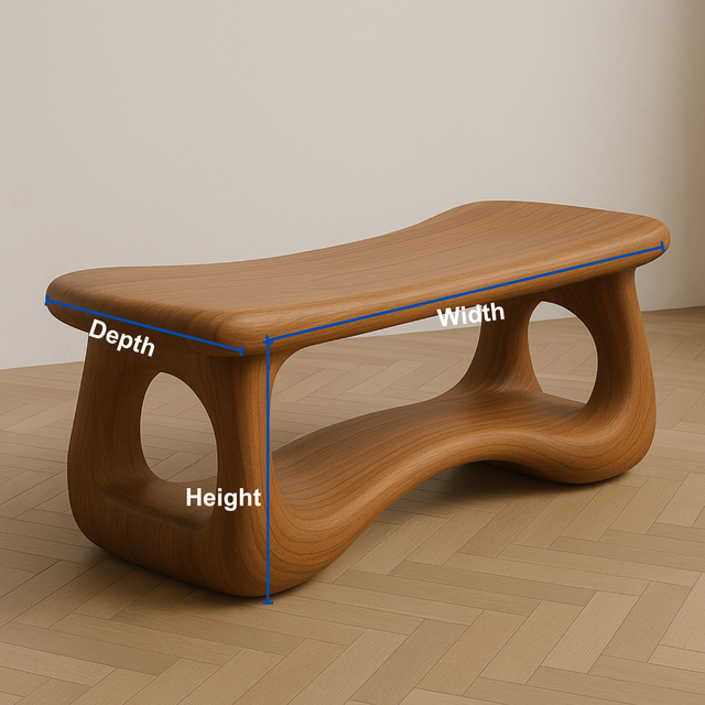 Handcrafted Sculptural Solid Wood Bench – Organic Flow Design for Modern Contemporary Spaces