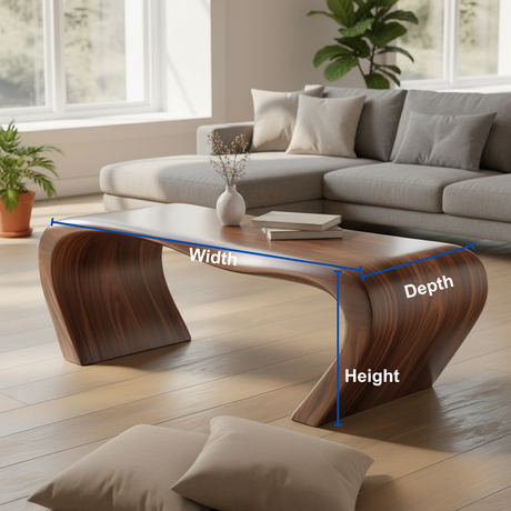 Handcrafted Sculptural Solid Wood Coffee Table – Organic Curved Design for Modern Living Room