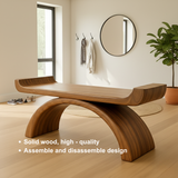 Handcrafted Sculptural Solid Wood Bench – Curved Arch Design for Modern Entryway or Living Space