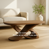 Handcrafted Sculptural Solid Wood Coffee Table – Twisted Cross Base for Modern Organic Interiors