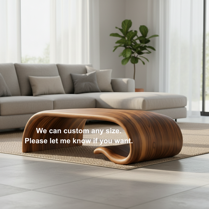 Handcrafted Sculptural Solid Wood Coffee Table – Flowing Organic Curve Design for Modern Interiors