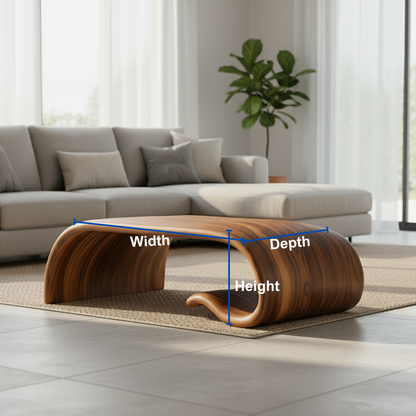 Handcrafted Sculptural Solid Wood Coffee Table – Flowing Organic Curve Design for Modern Interiors