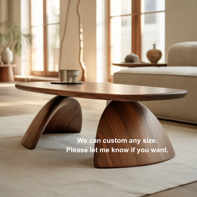 Handcrafted Sculptural Solid Wood Coffee Table – Dual Arch Base for Modern Organic Interiors