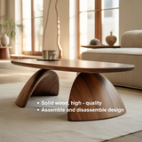 Handcrafted Sculptural Solid Wood Coffee Table – Dual Arch Base for Modern Organic Interiors