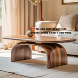 Handcrafted Sculptural Solid Wood Coffee Table – Floating Dual Arch Design for Modern Living Spaces