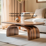 Handcrafted Sculptural Solid Wood Coffee Table – Floating Dual Arch Design for Modern Living Spaces