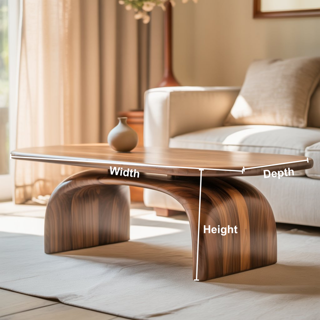 Handcrafted Sculptural Solid Wood Coffee Table – Floating Dual Arch Design for Modern Living Spaces