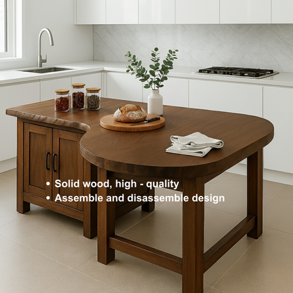 Handcrafted Solid Wood Kitchen Island – Live Edge Counter with Storage for Modern Organic Kitchens