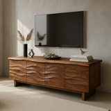 Handcrafted Solid Wood Wavefront TV Stand – Organic Modern Sculptural Console