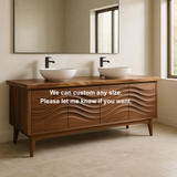 Handcrafted Solid Wood Double Sink Vanity – Modern Organic Wavefront Design