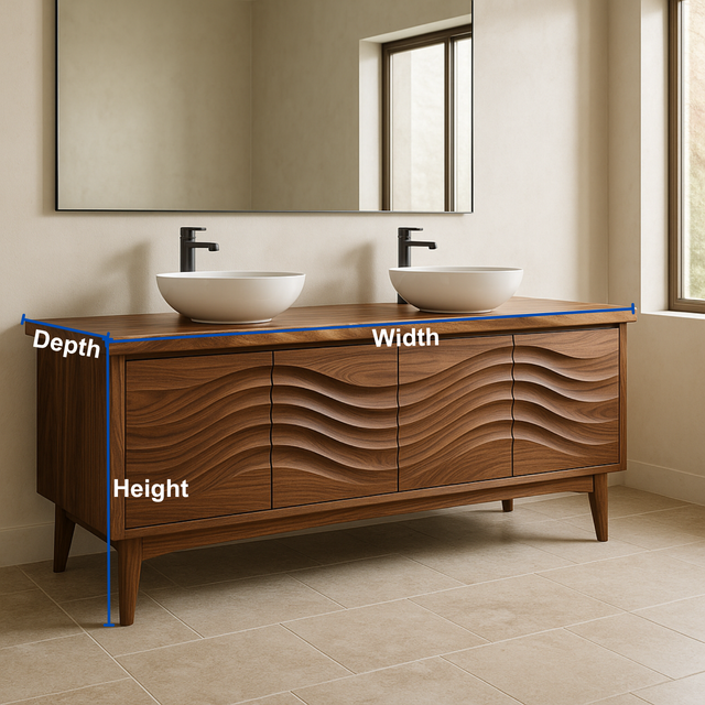 Handcrafted Solid Wood Double Sink Vanity – Modern Organic Wavefront Design