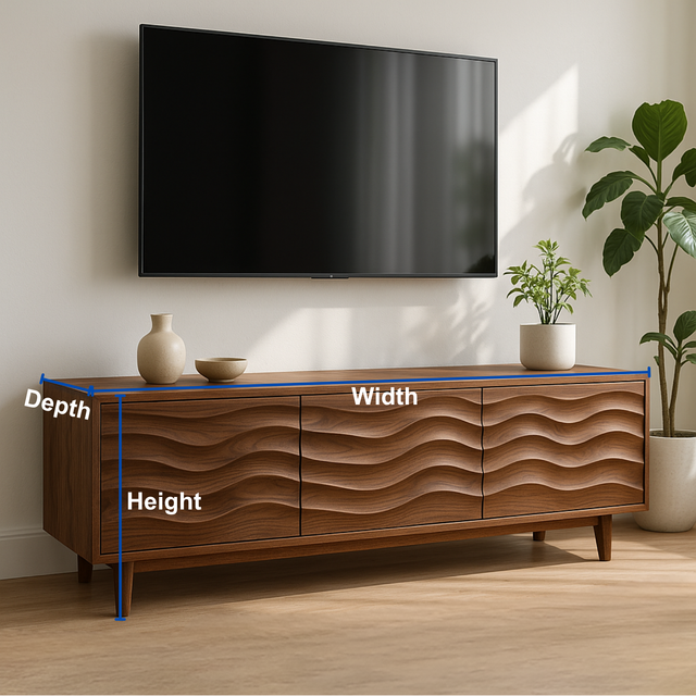 Handcrafted Solid Wood Wave TV Stand – Modern Sculptural Media Console