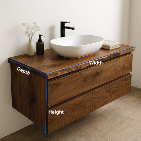 Handcrafted Solid Walnut Floating Vanity – Live Edge Bathroom Vanity for Modern Organic Spaces