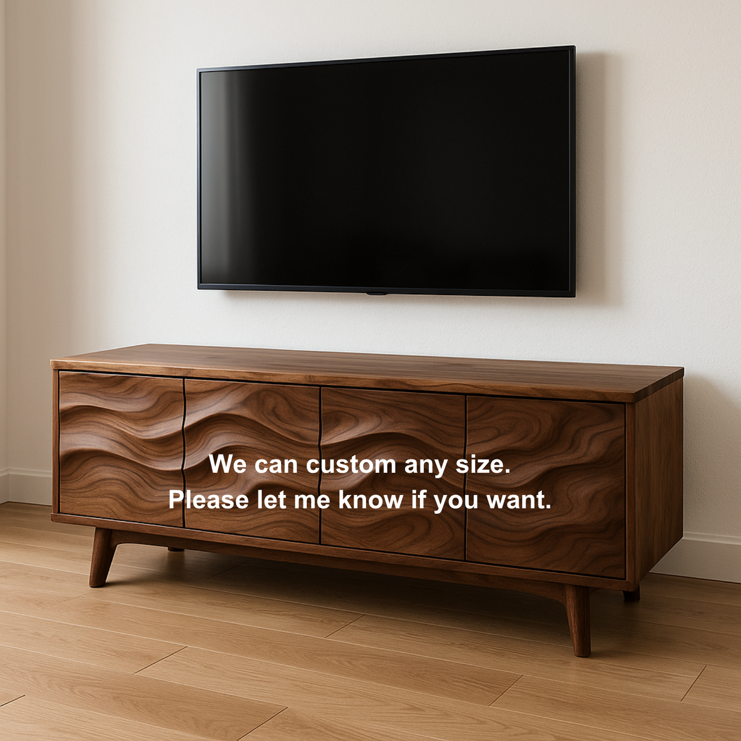 Handcrafted Solid Wood Wavefront TV Stand – Modern Sculptural Media Console