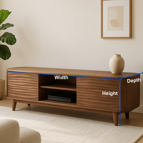Handcrafted Solid Wood Curved Edge TV Stand – Modern Organic Media Console