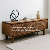 Handcrafted Solid Wood TV Stand – Sculptural Wavefront Media Console for Modern Living Room
