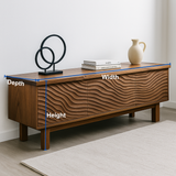 Handcrafted Solid Wood TV Stand – Sculptural Wavefront Media Console for Modern Living Room