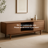 Handcrafted Solid Wood TV Stand – Modern Ribbed Door Media Console for Living Room